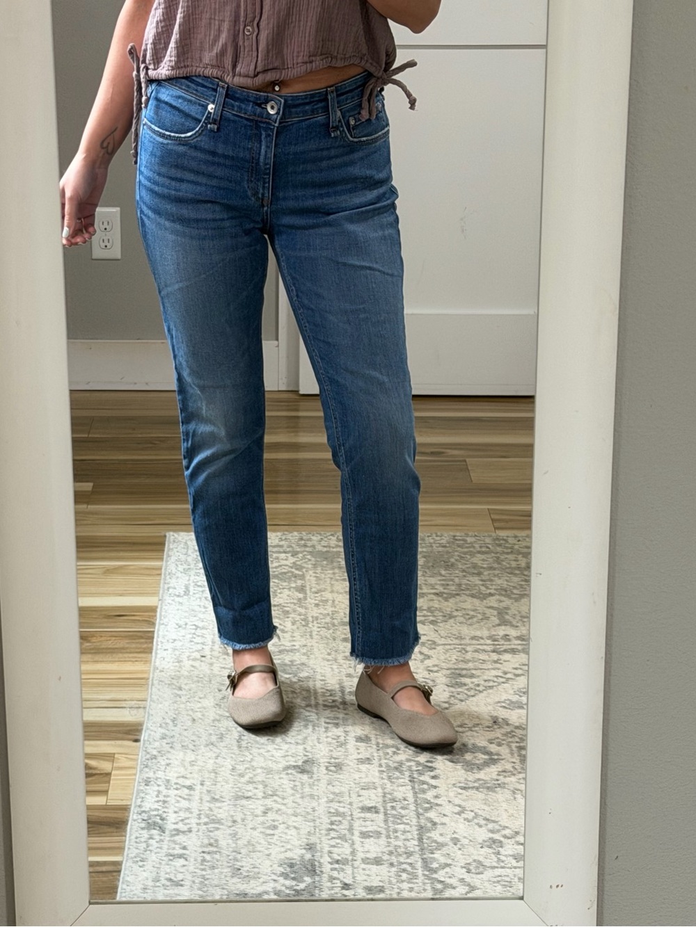 rag & bone Women's Medium Blue Boyfriend Jeans - Rolled Crop